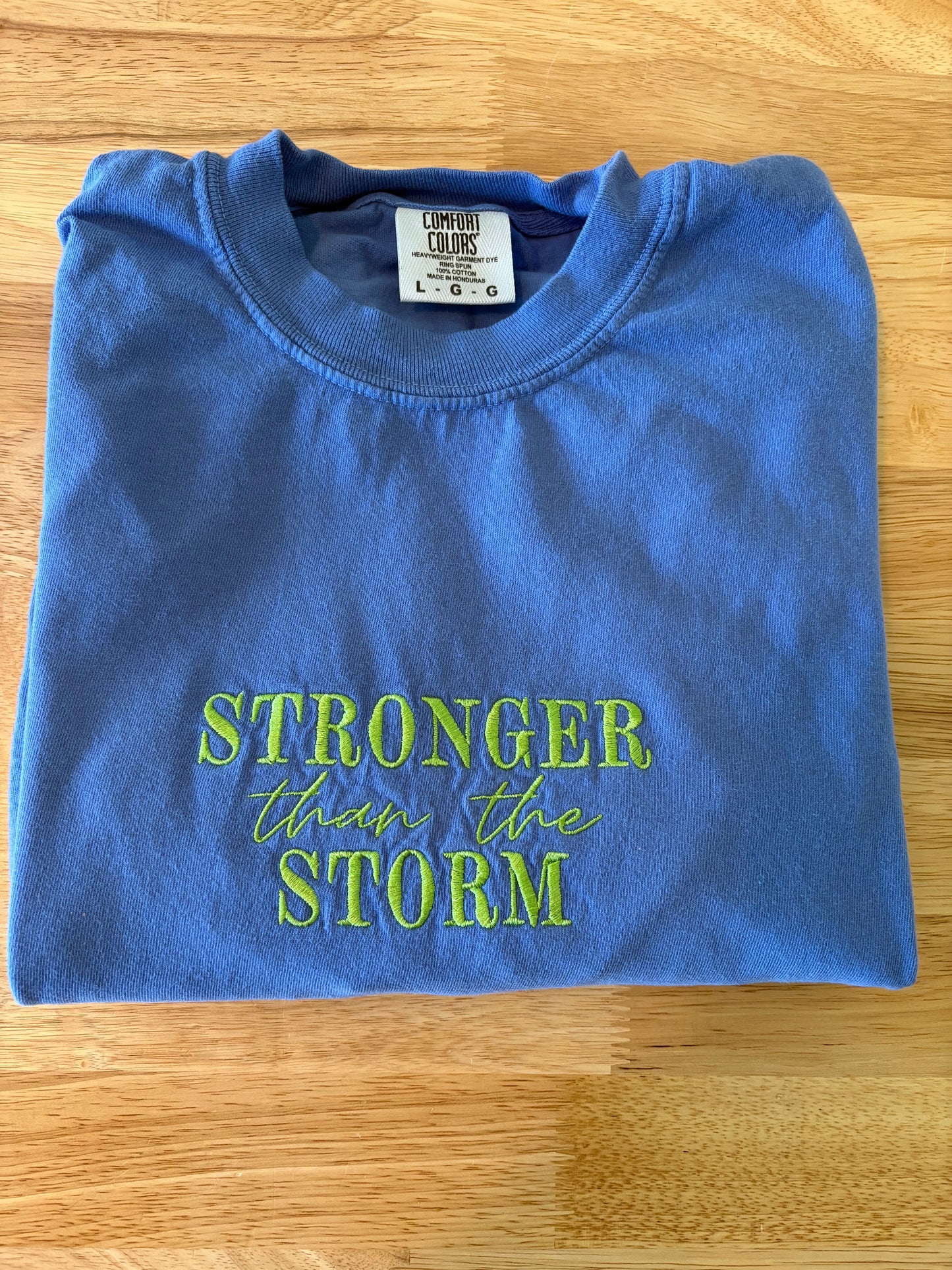 Stronger than the Storm Embroidery T shirt | Motivational Embroidery T shirt