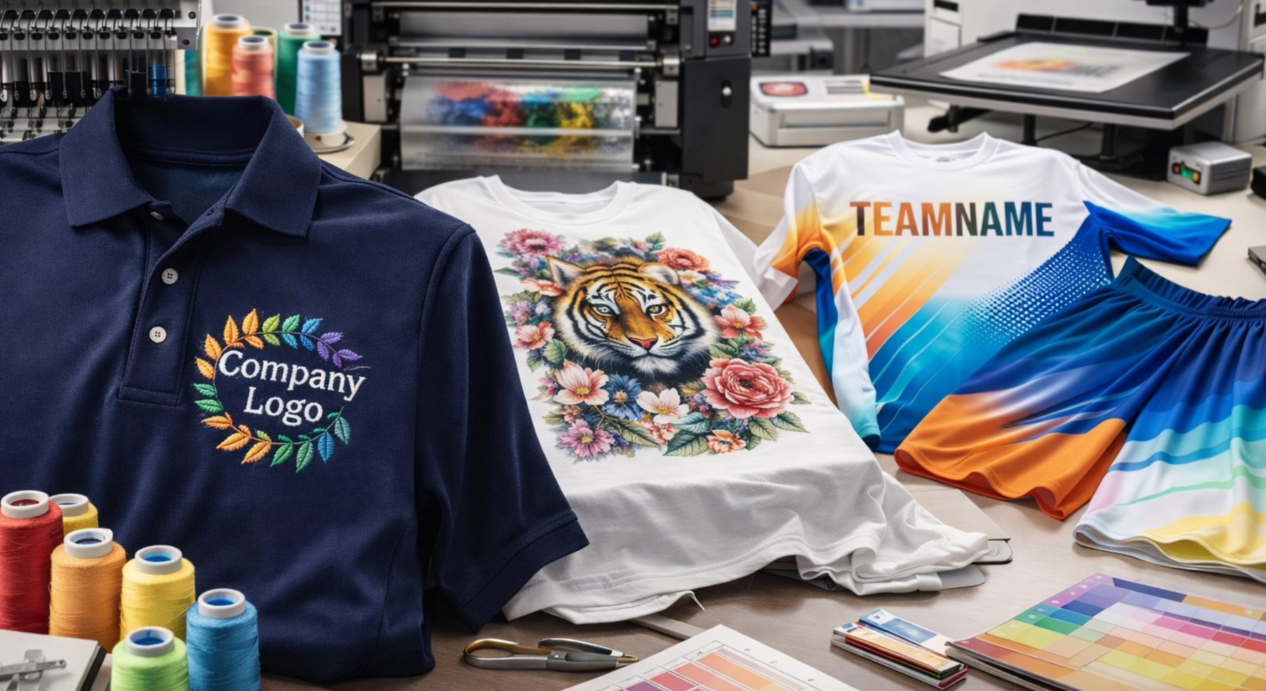 Embroidery vs. DTF vs. Sublimation