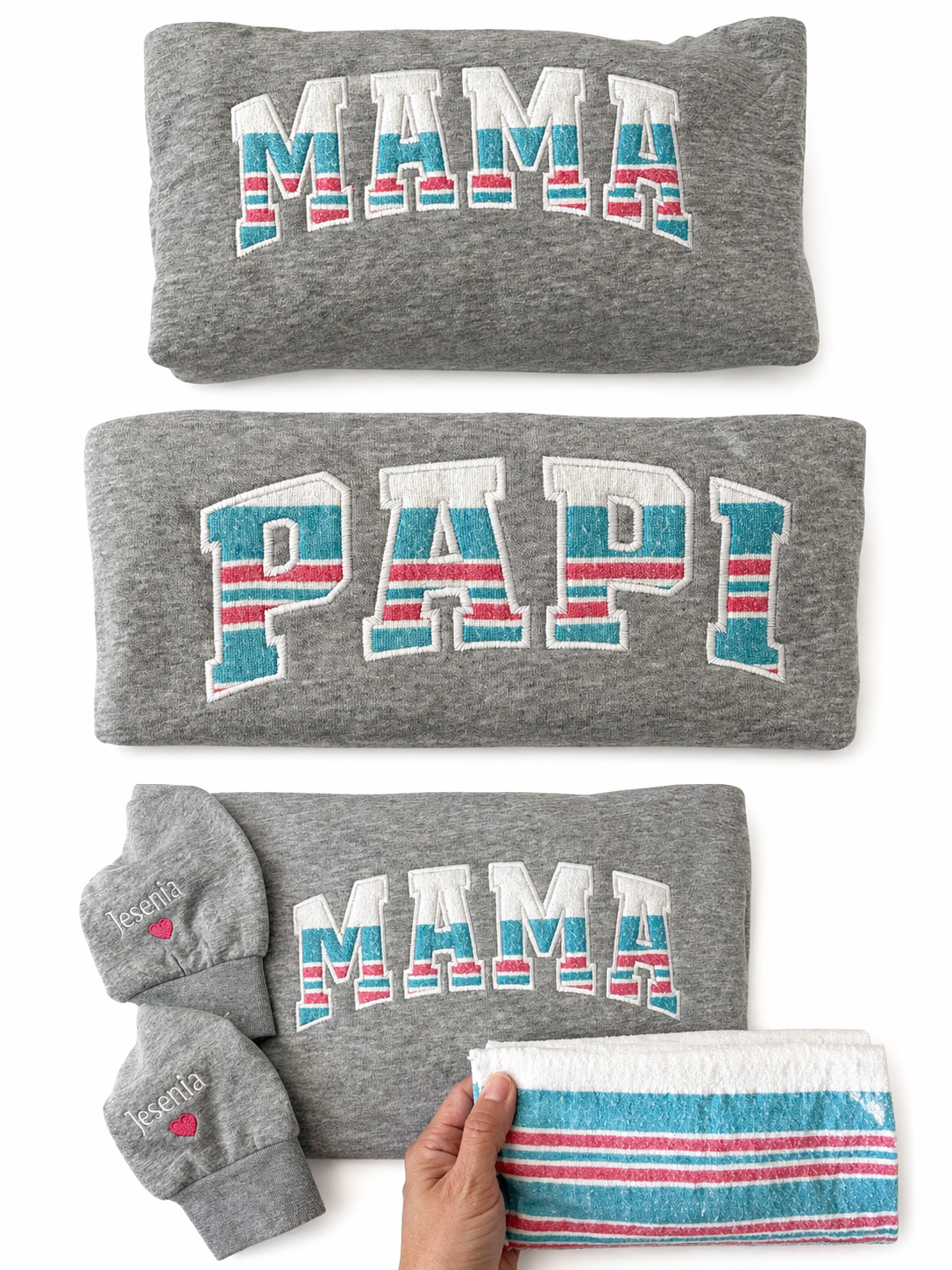 Mama | Papa Custom Embroidered Applique Sweatshirt