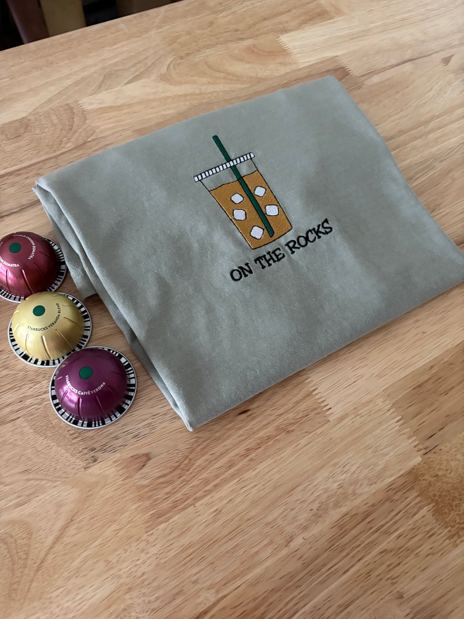 On the Rocks Iced Coffee Embroidery Tshirt | On the Rocks Tshirt | Coffee Tshirt