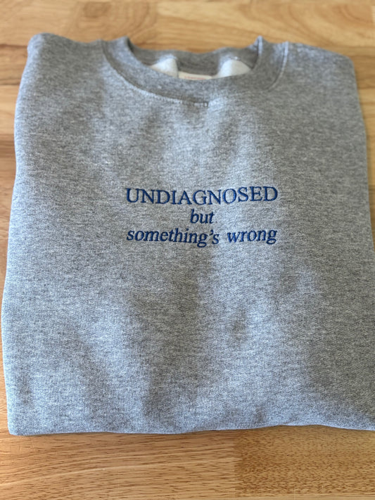Undiagnosed but somethings wrong Embroidery Sweatshirt