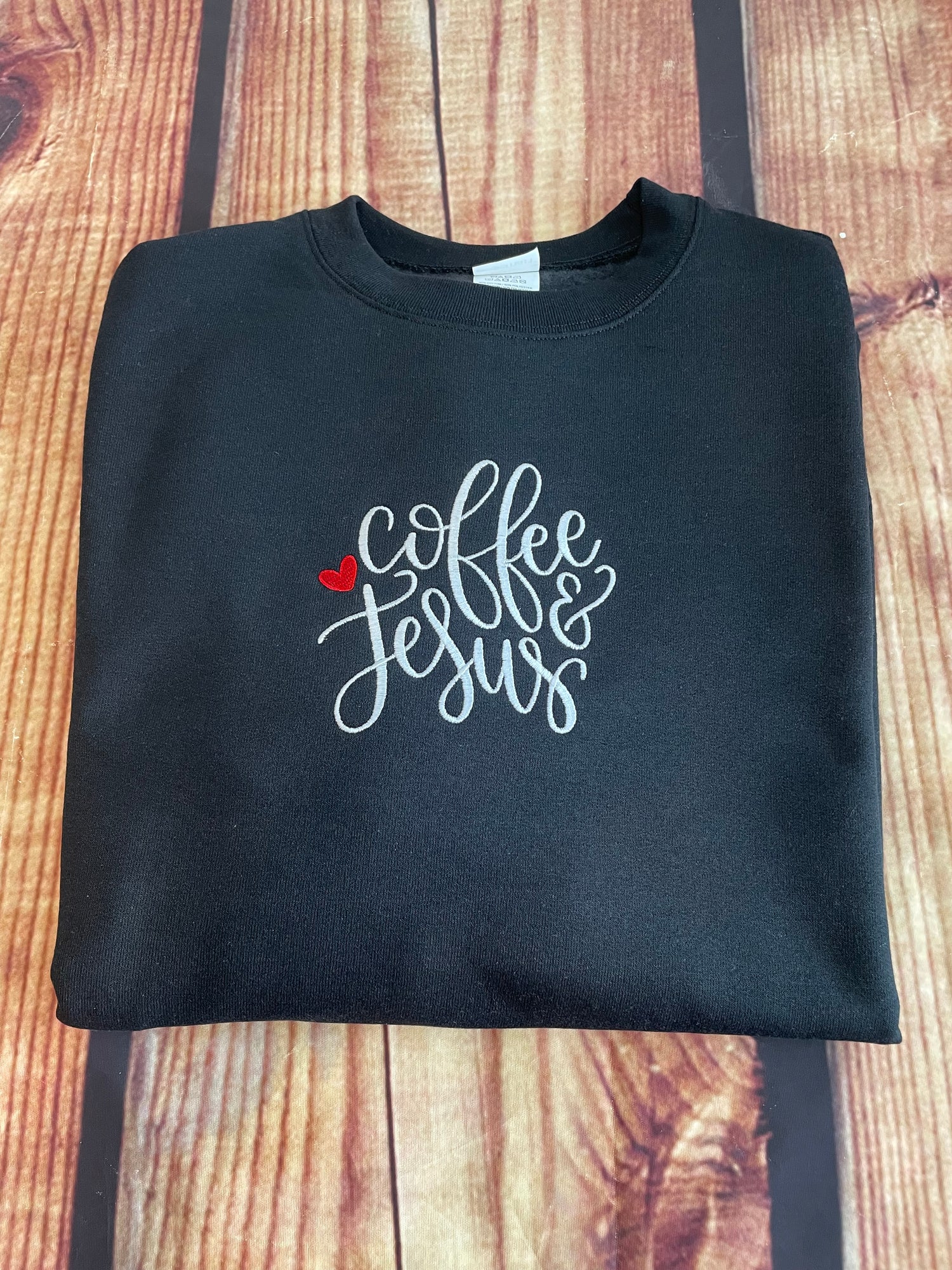 Coffee and Jesus Embroidery Sweatshirt | Coffee Addict Sweatshirt | Religious Sweatshirt | Coffee Sweatshirt