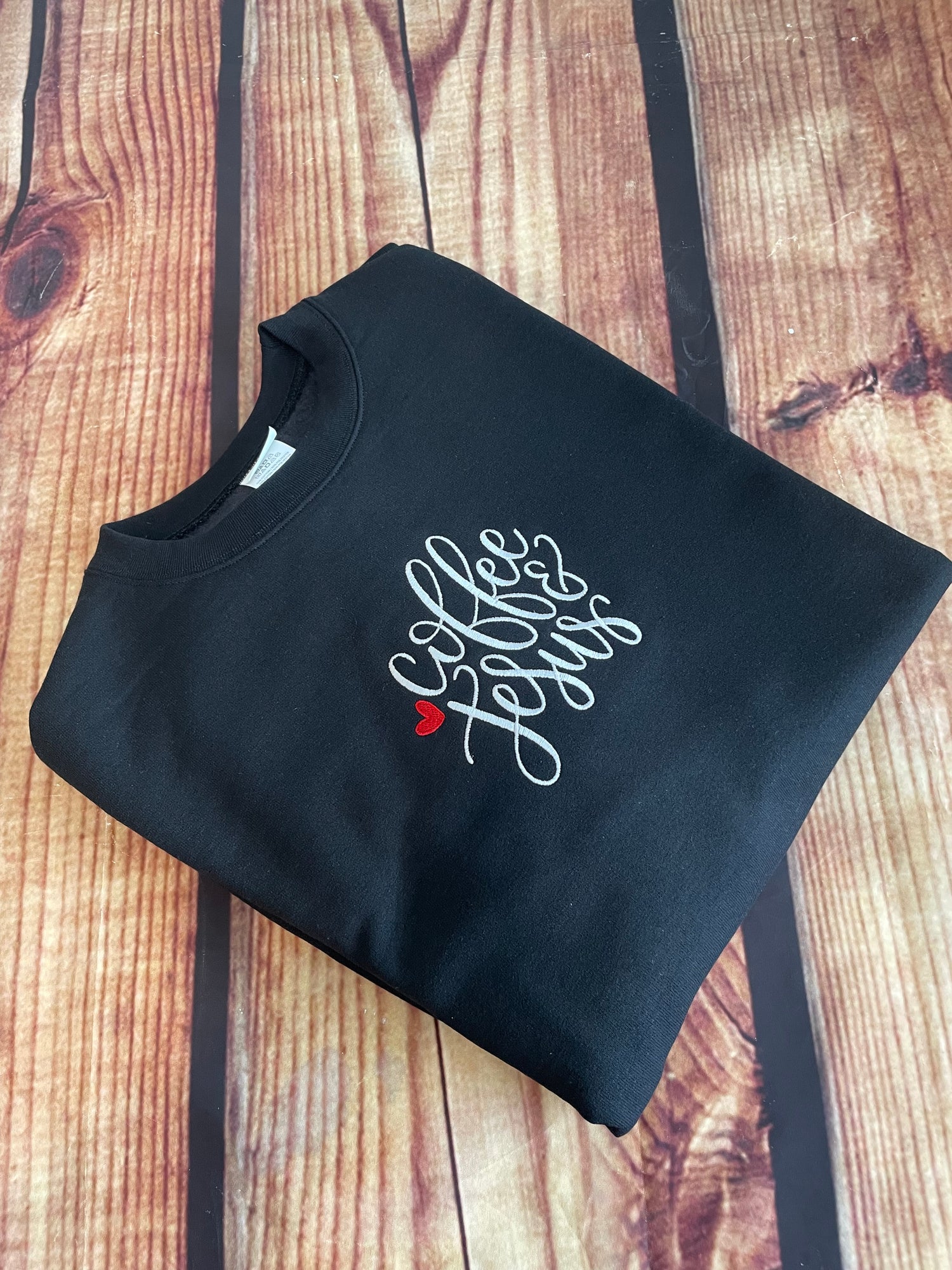 Coffee and Jesus Embroidery Sweatshirt | Coffee Addict Sweatshirt | Religious Sweatshirt | Coffee Sweatshirt