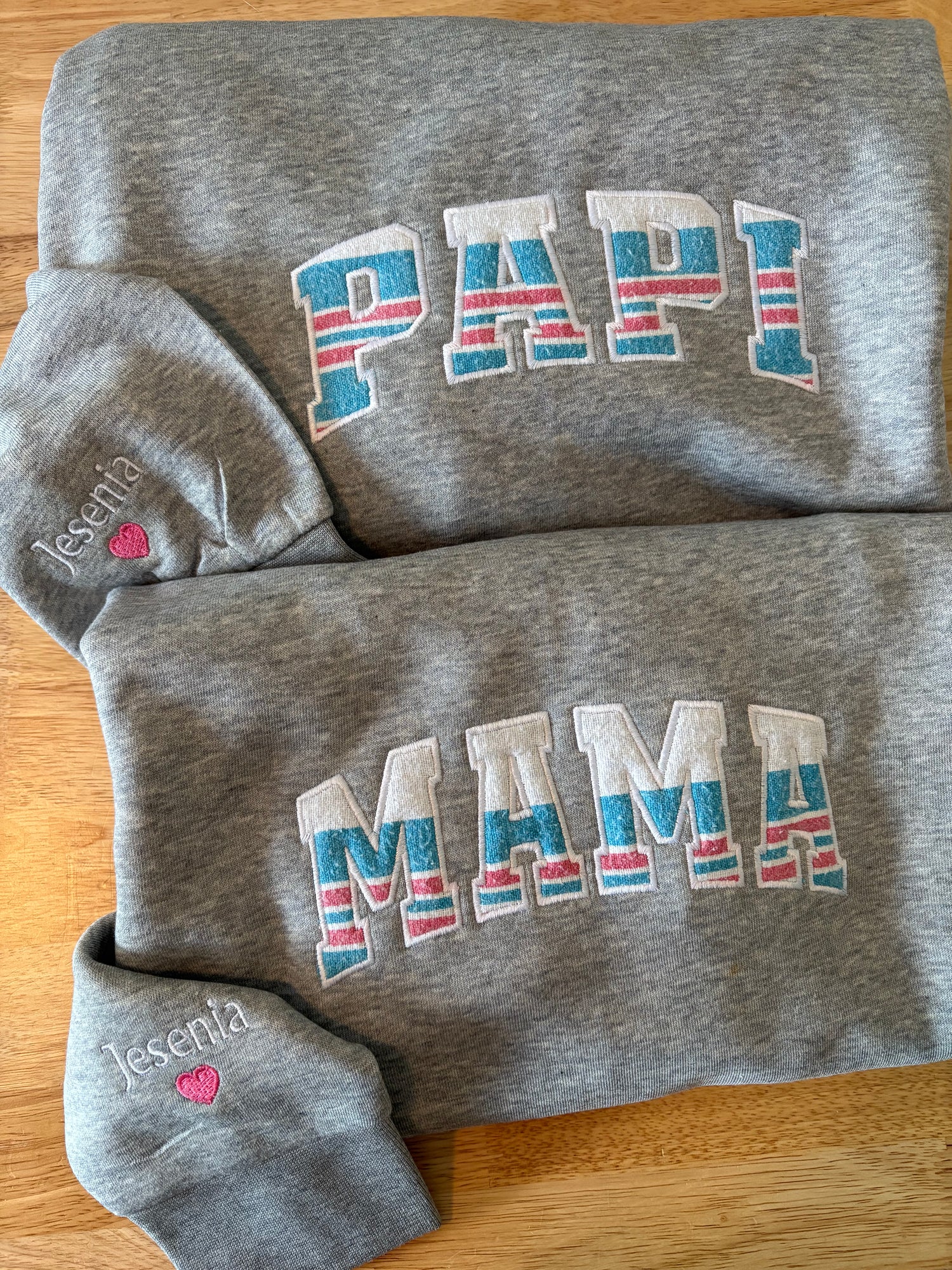 Mama | Papa Custom Embroidered Applique Sweatshirt