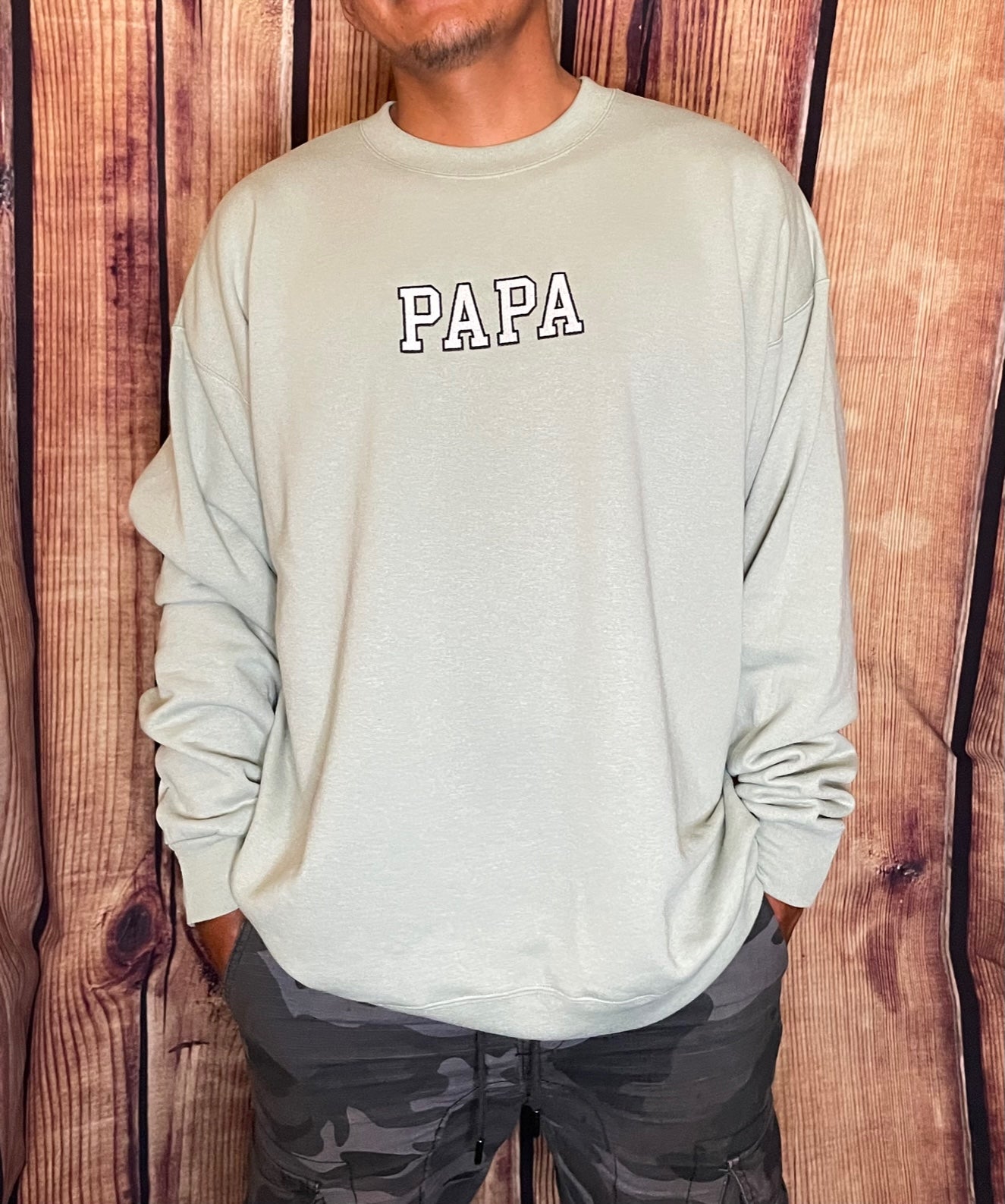 Papa Embroidery Sweatshirt Varsity Hoodie | Embroidered Papa Sweatshirt |Everyday Gift
