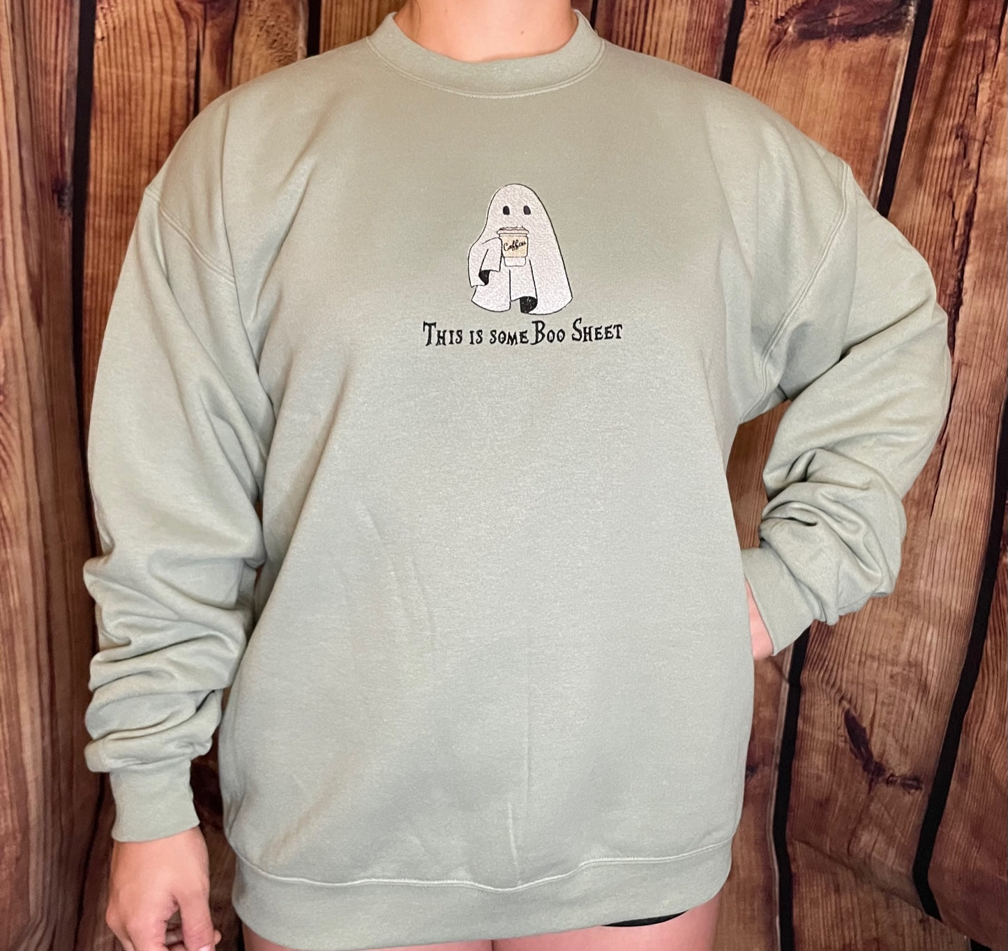 This is some Boo Sheet Embroidery Ghost Halloween Fall Adult Humor Sweatshirt