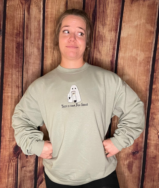 This is some Boo Sheet Embroidery Ghost Halloween Fall Adult Humor Sweatshirt